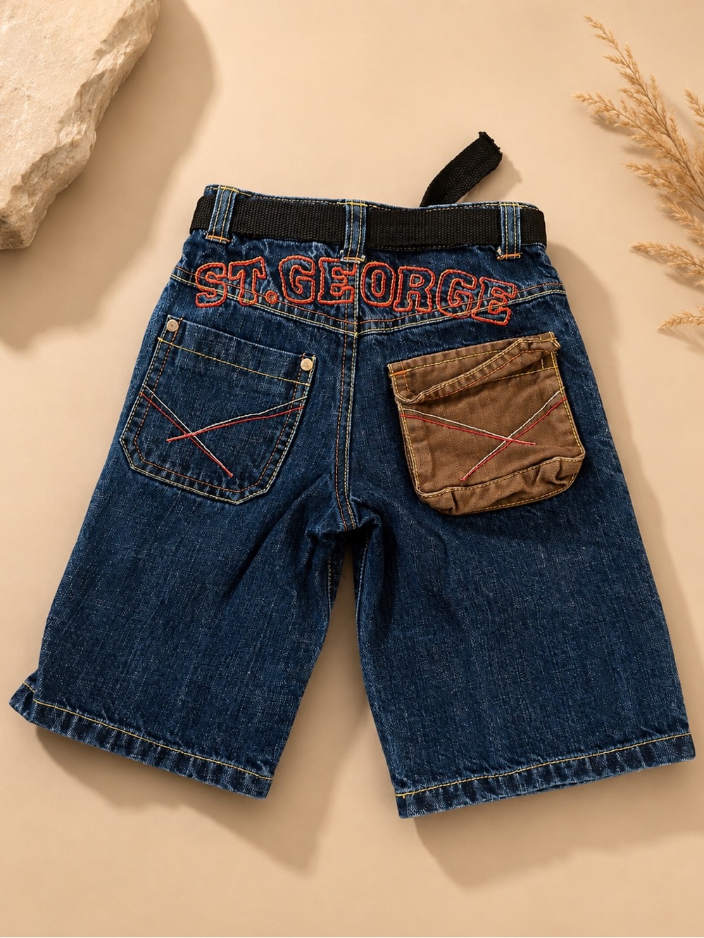 St. George By Duffer Boys Denim Cargo Shorts Size 2–3